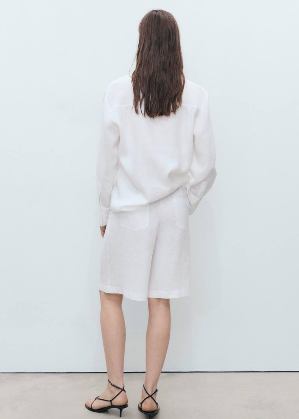 White Linen Oversized Shirt, , large image number 4