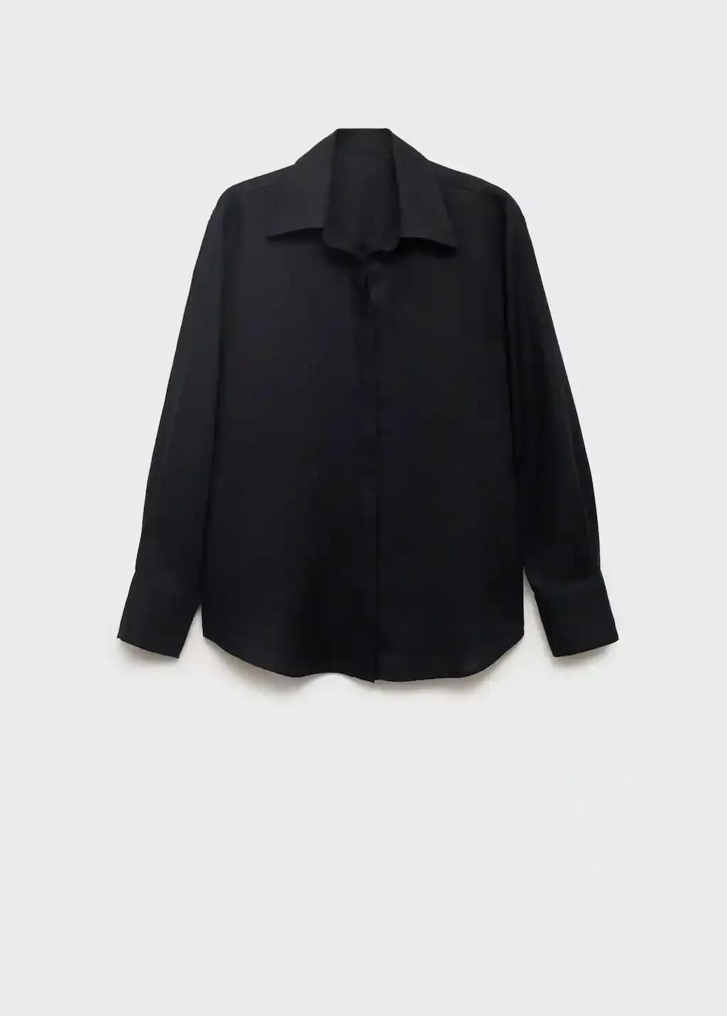 Black Linen Oversized Shirt, , large image number 3