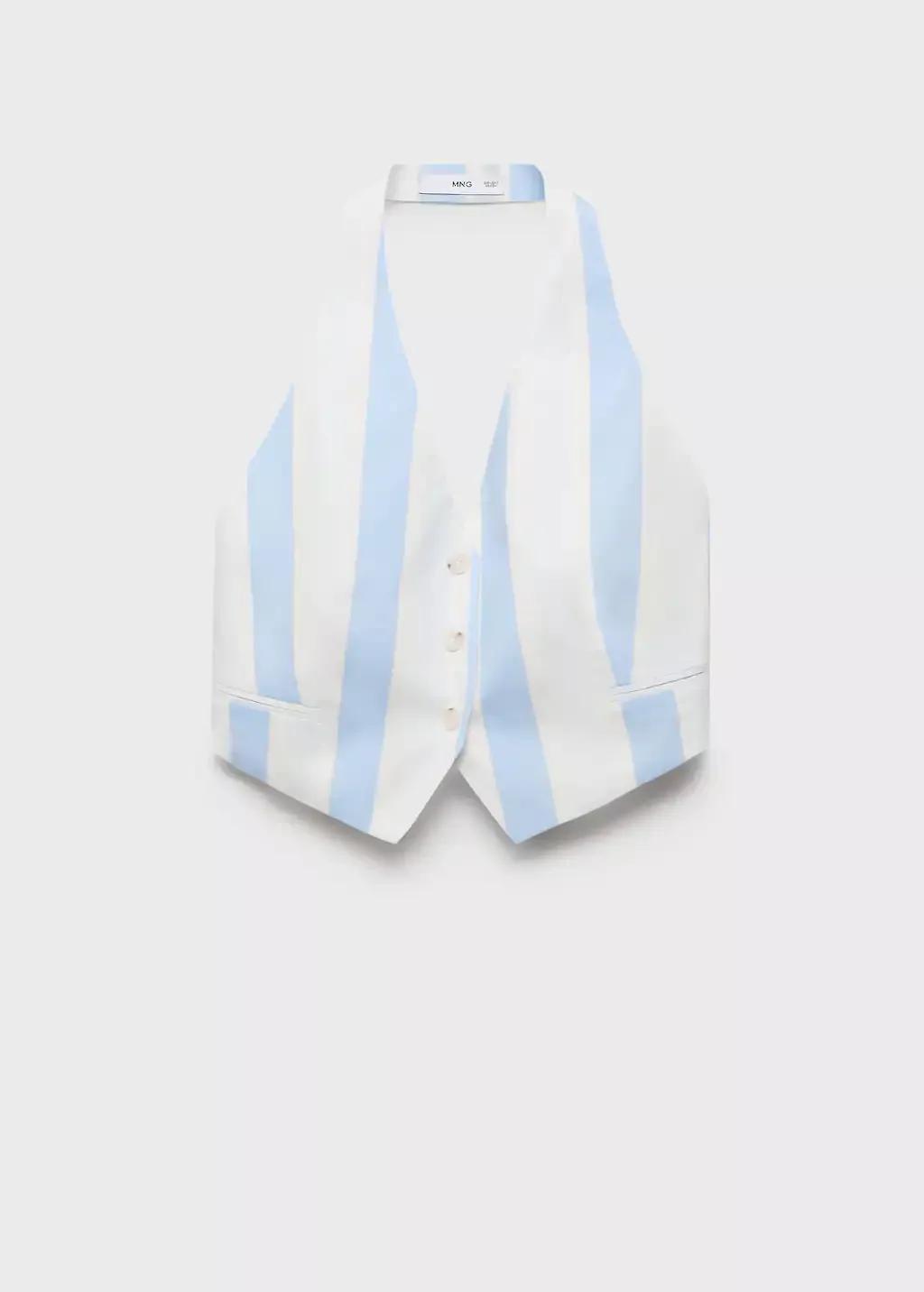 Blue Striped Halter Waistcoat, , large image number 3