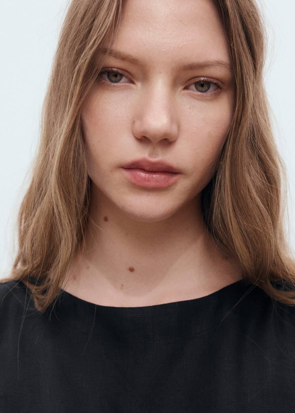 BLACK Linen crop top, , large image number 3