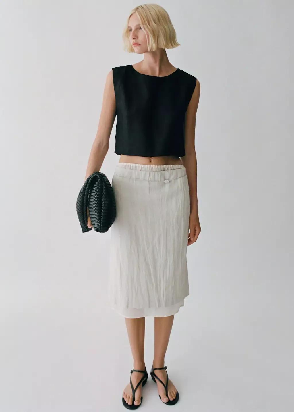 BLACK Linen crop top, , large image number 5