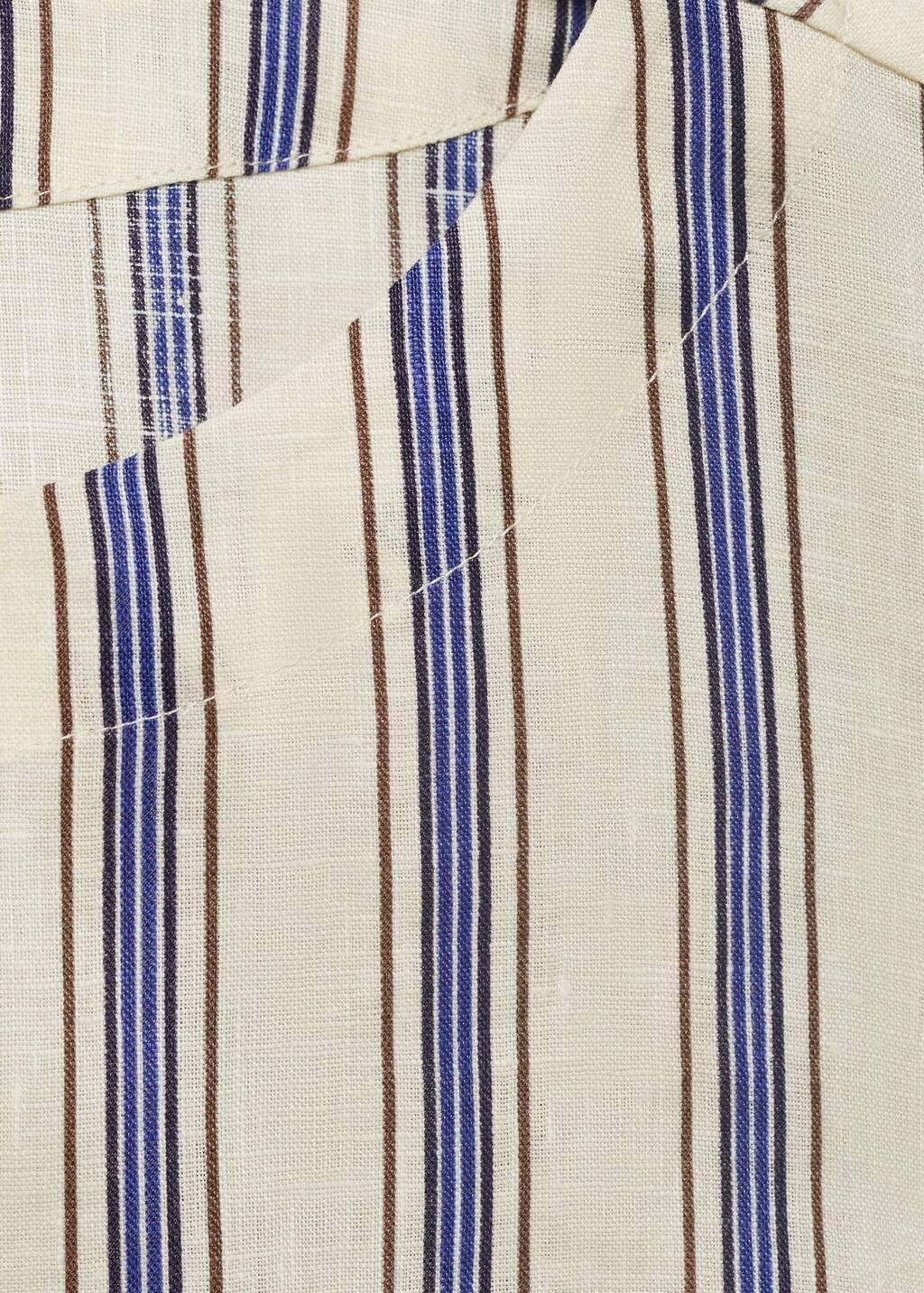 Cream Striped Linen Top, , large image number 4