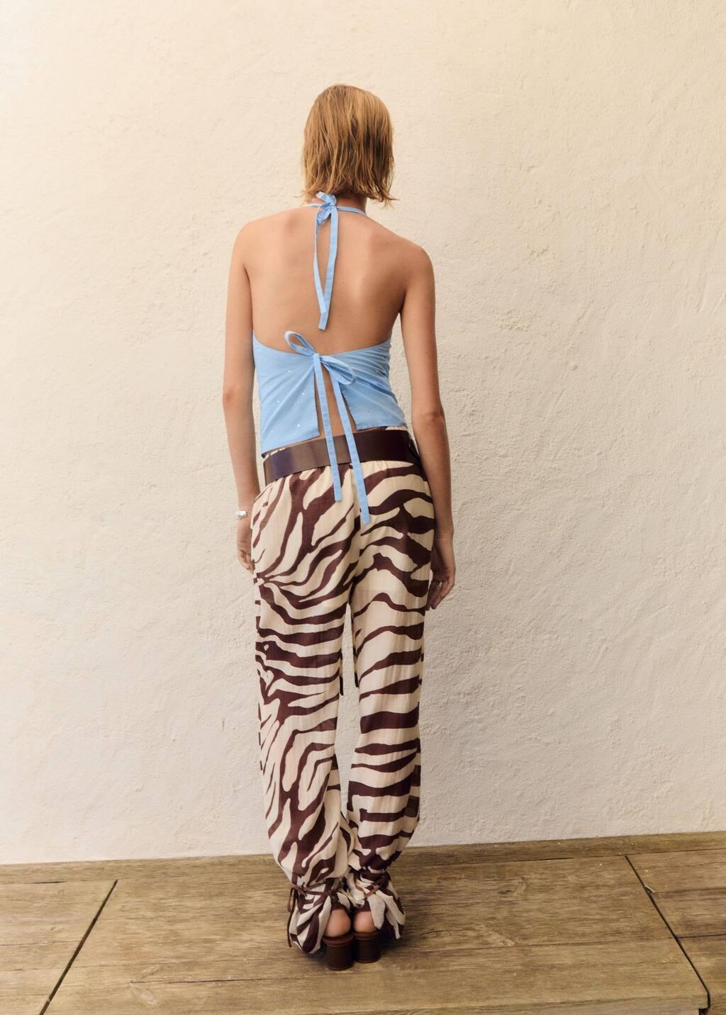 Brown Zebra-Print Fluid Trousers, , large image number 3