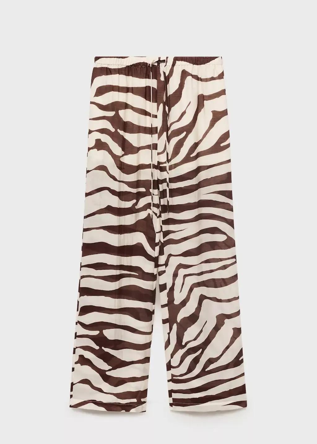 Brown Zebra-Print Fluid Trousers, , large image number 5