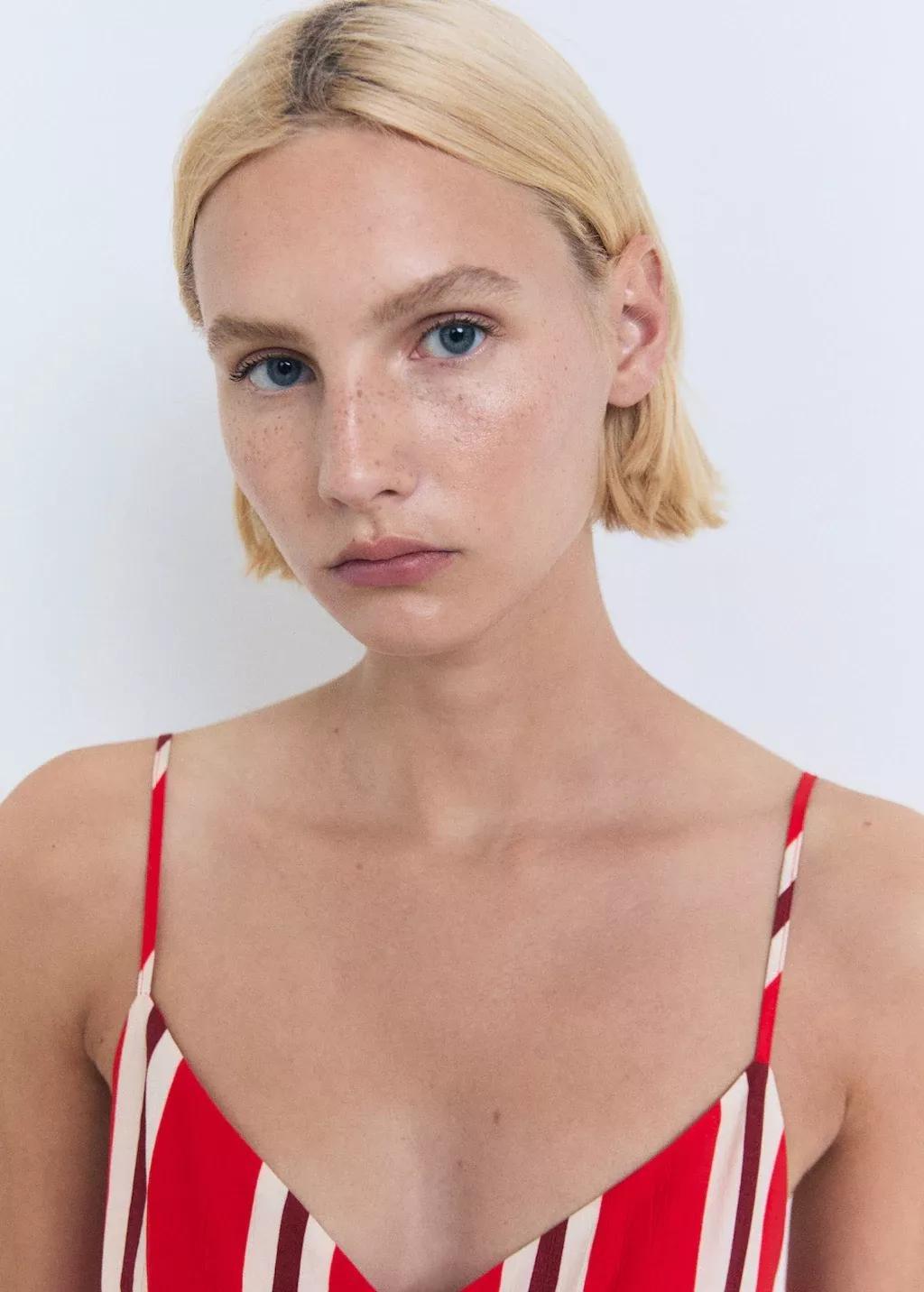 Red Striped Jumpsuit With Cut-Out, , large image number 2