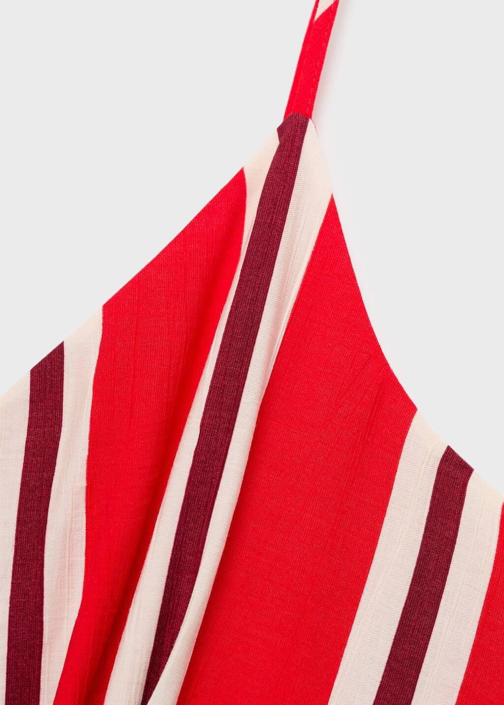 Red Striped Jumpsuit With Cut-Out, , large image number 4