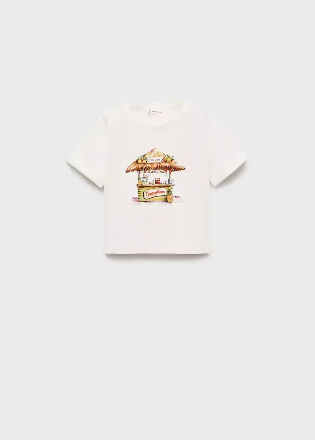 NATURAL WHITE Tropical print T-shirt, Baby Girl, , large image number 0