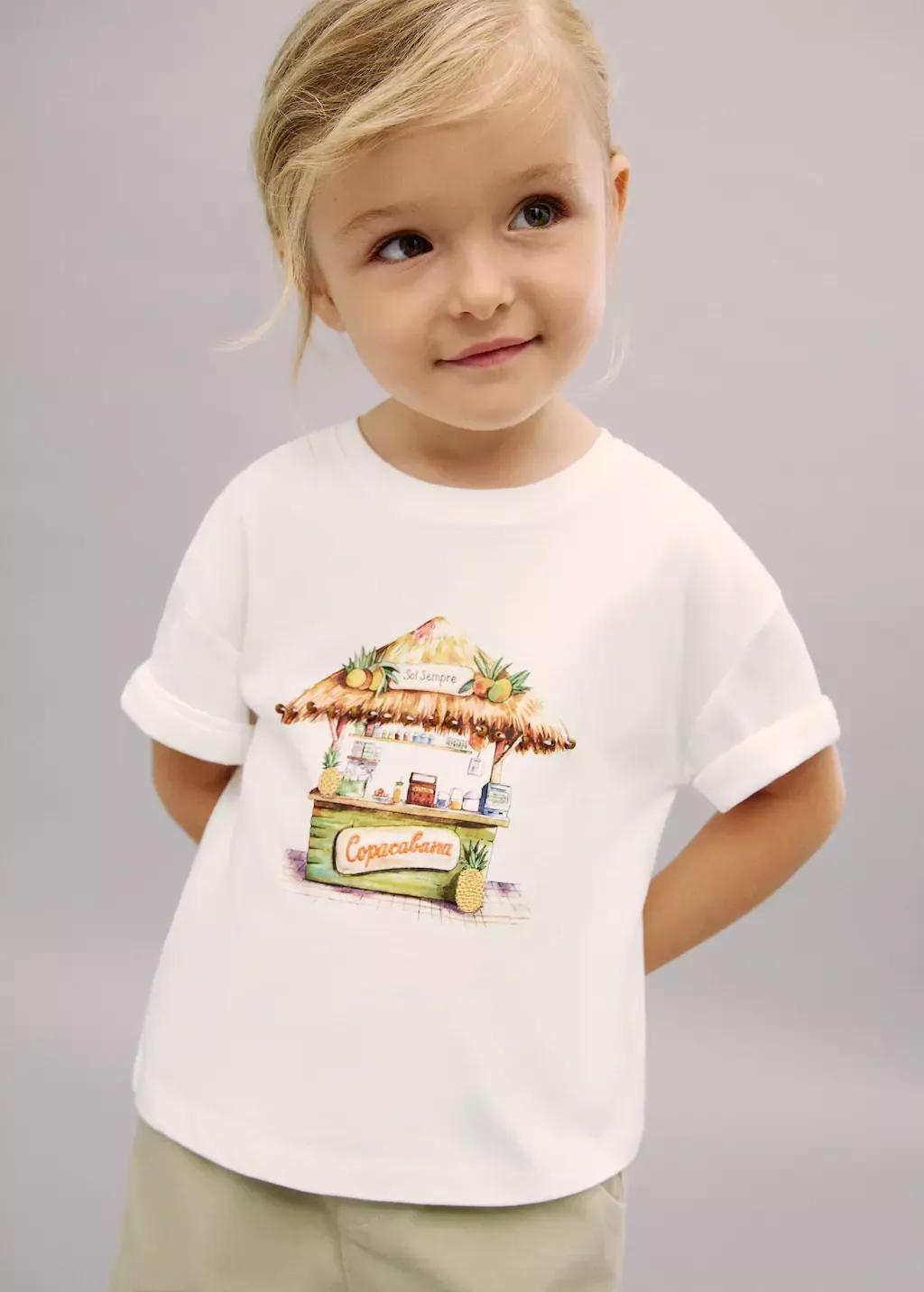 NATURAL WHITE Tropical print T-shirt, Baby Girl, Natural White, medium