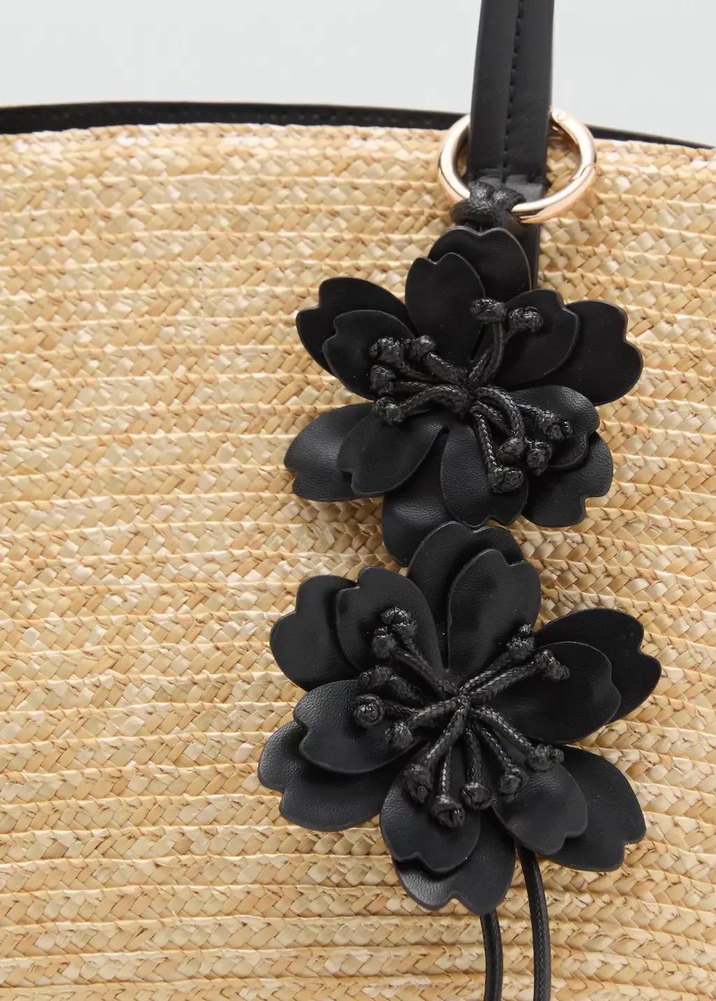 Beige Natural Fibre Basket With Flower Charm, 0201_08, large image number 1