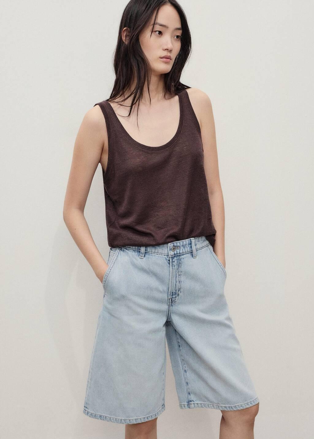 Blue Straight-Fit Mid-Rise Denim Jorts, , large image number 2