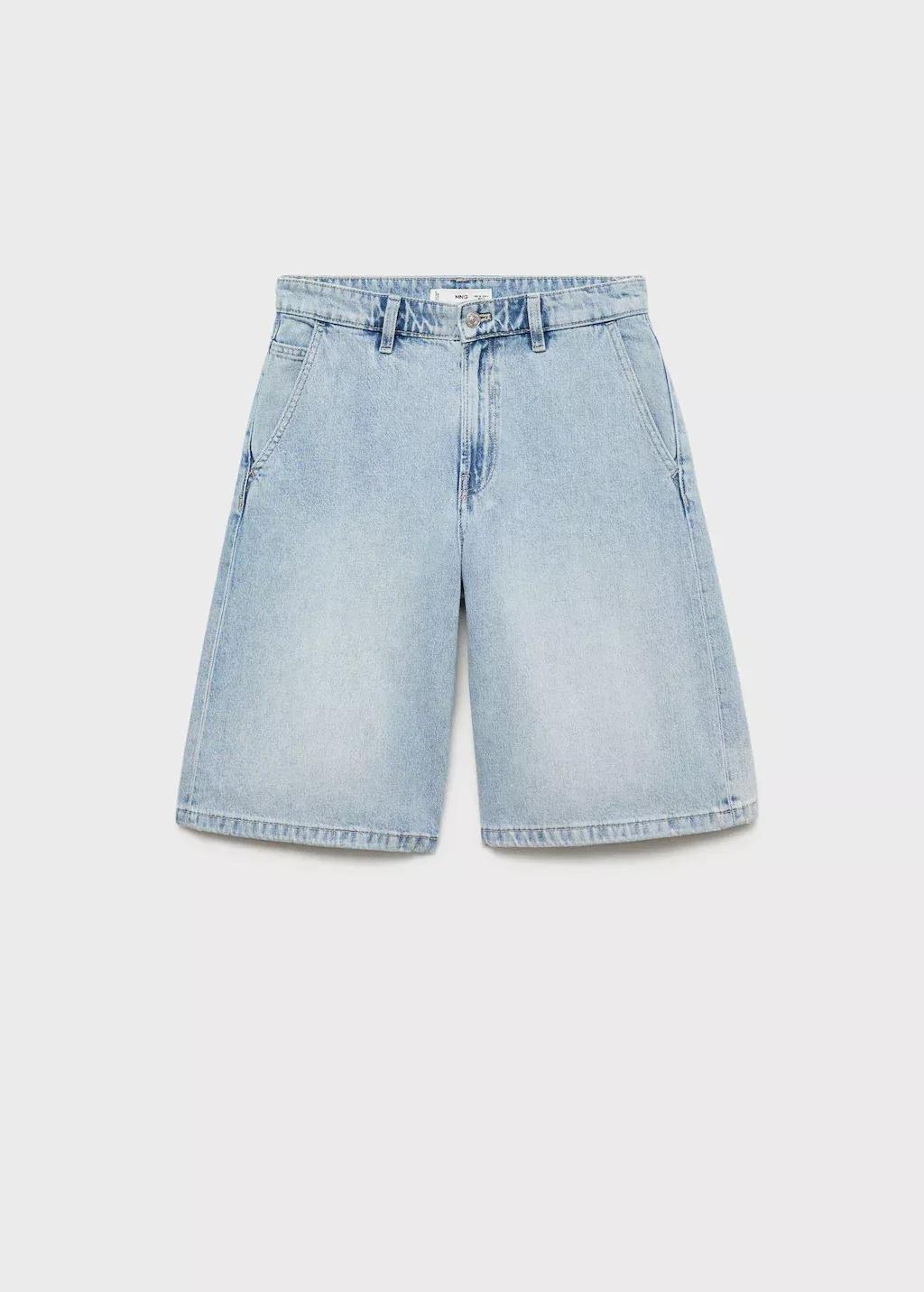 Blue Straight-Fit Mid-Rise Denim Jorts, Open Blue, large image number 4