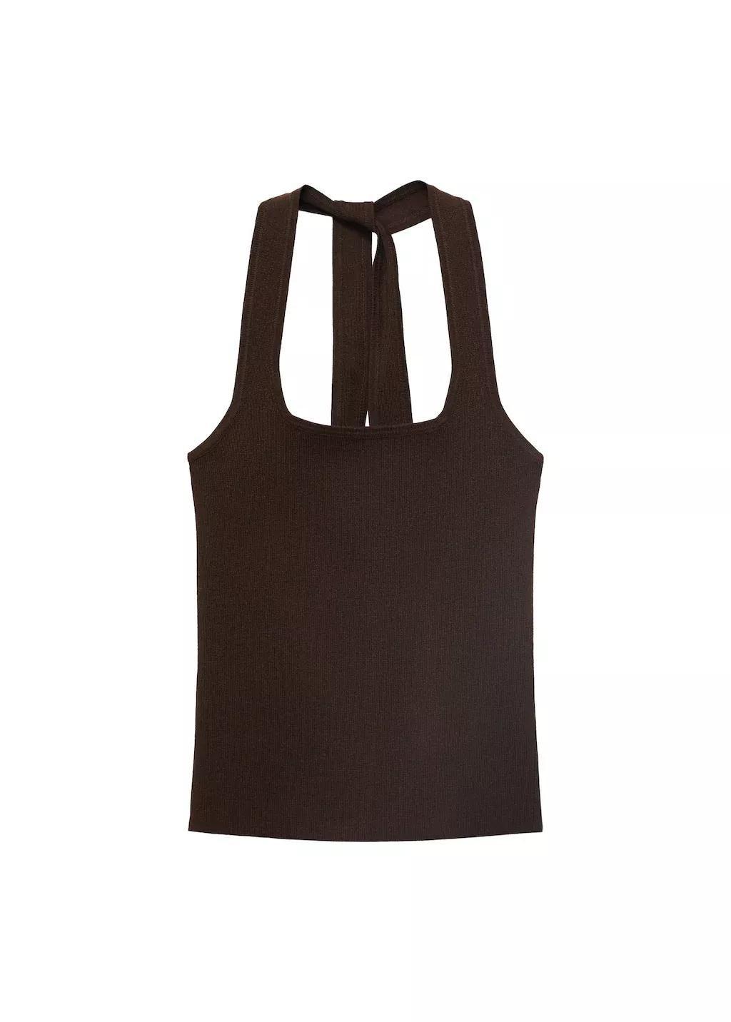 Brown Knit Halter Top, , large image number 3