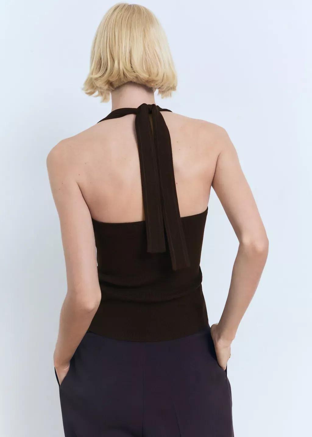 Brown Knit Halter Top, , large image number 6