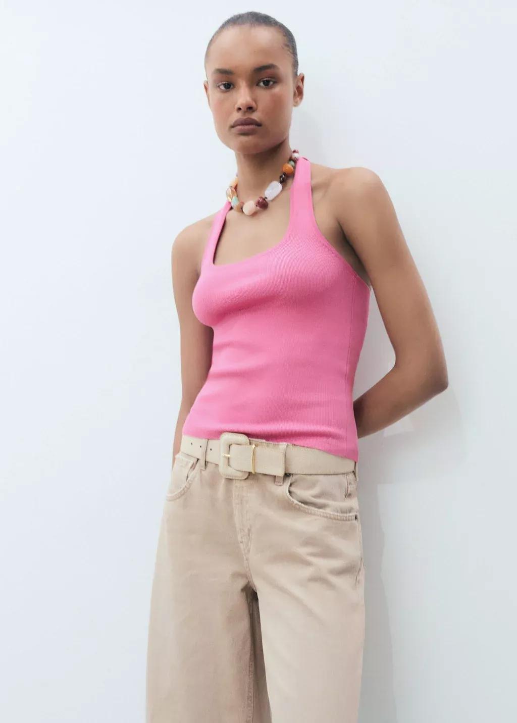 PINK Knit halter top, Pink, large image number 0