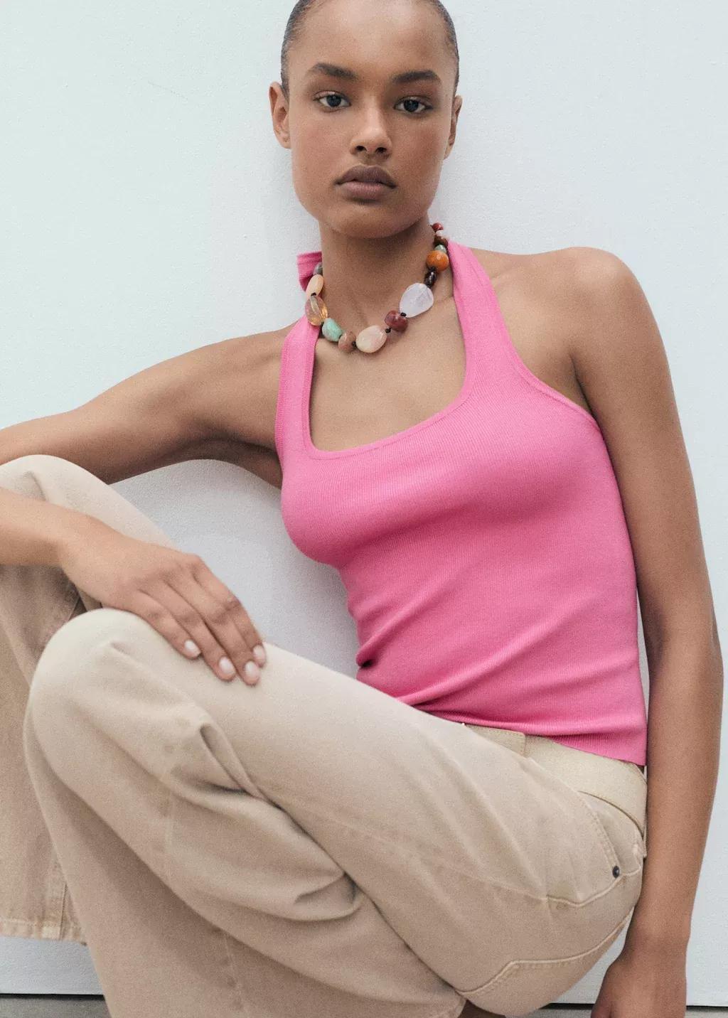 PINK Knit halter top, Pink, large image number 4