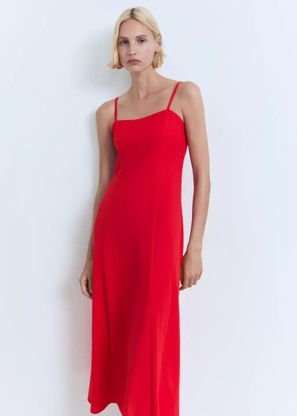 Red Midi-Dress With Bow On The Back, , large image number 0