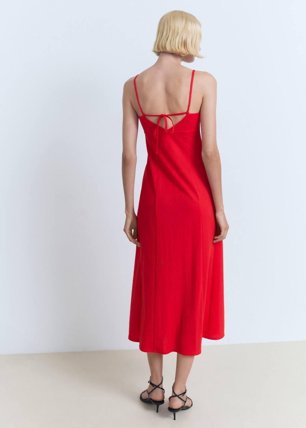 Red Midi-Dress With Bow On The Back, , large image number 4