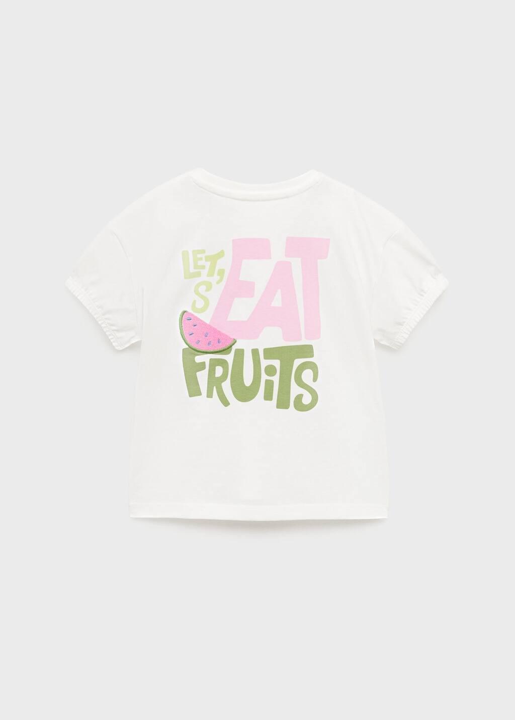 Cream Embroidered Printed T-Shirt, Kids Girls, , large image number 1