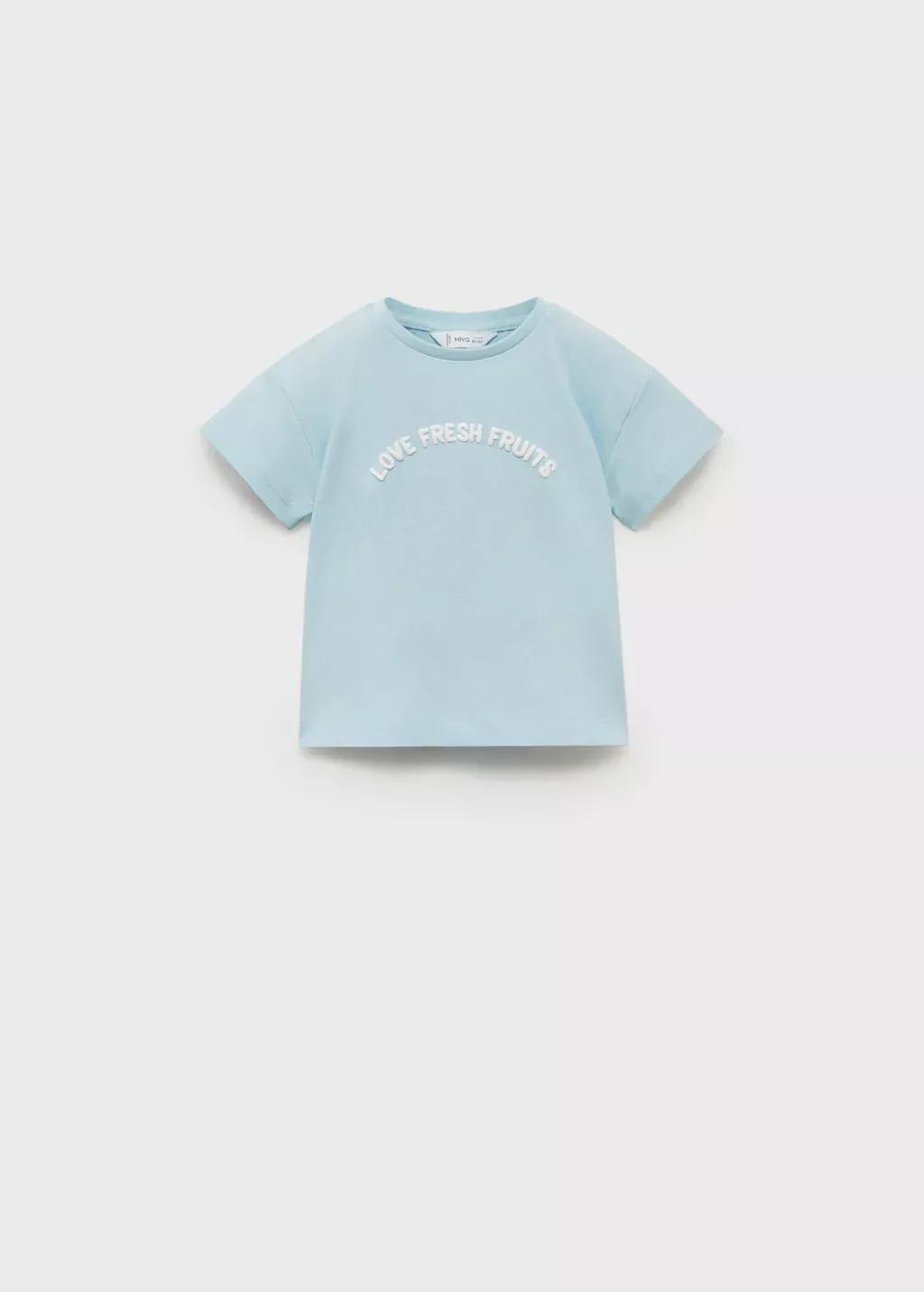 Blue Short-Sleeved Printed T-Shirt, Kids Girls, , large image number 0