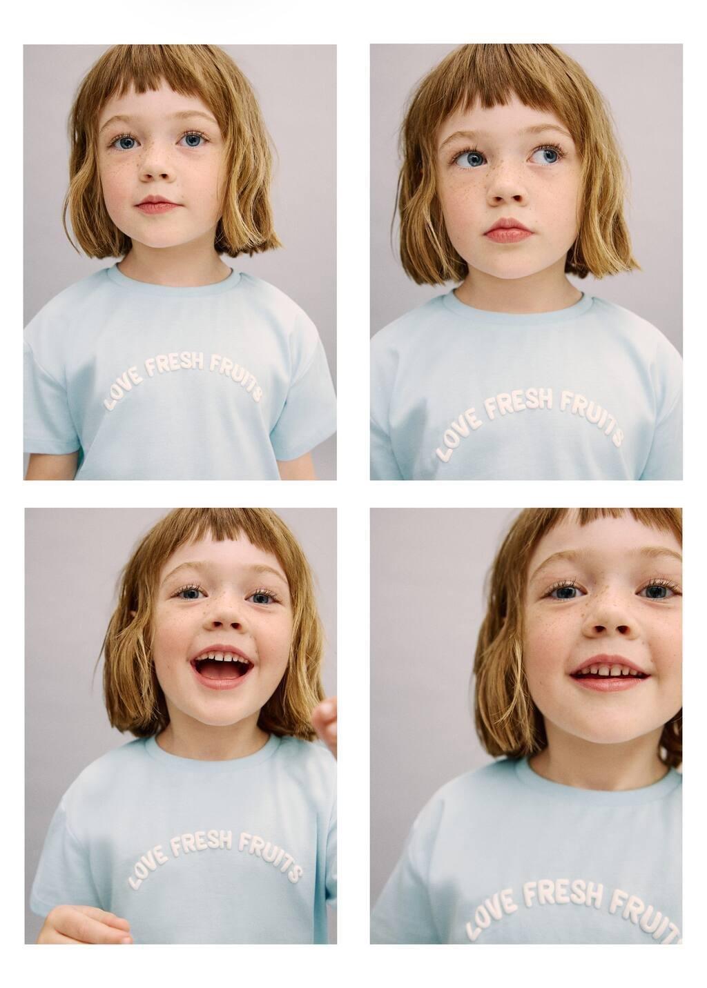 Blue Short-Sleeved Printed T-Shirt, Kids Girls, , large image number 2