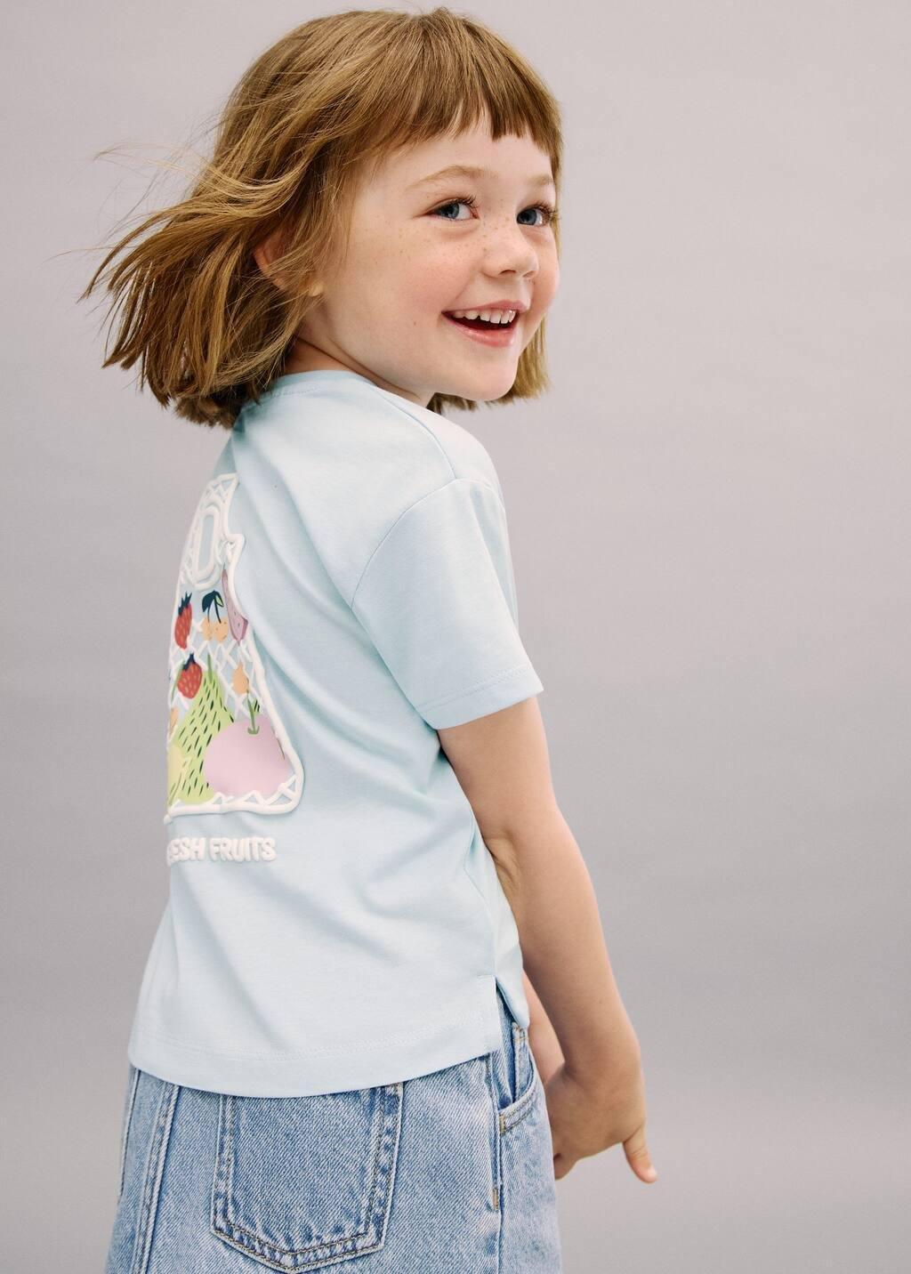 Blue Short-Sleeved Printed T-Shirt, Kids Girls, , large image number 5