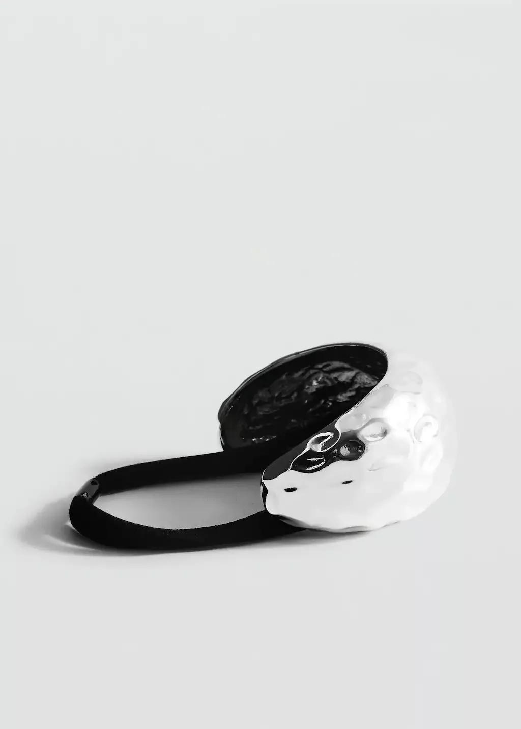 Silver Hair Bands With Metal Textured Piece, Silver, large image number 0