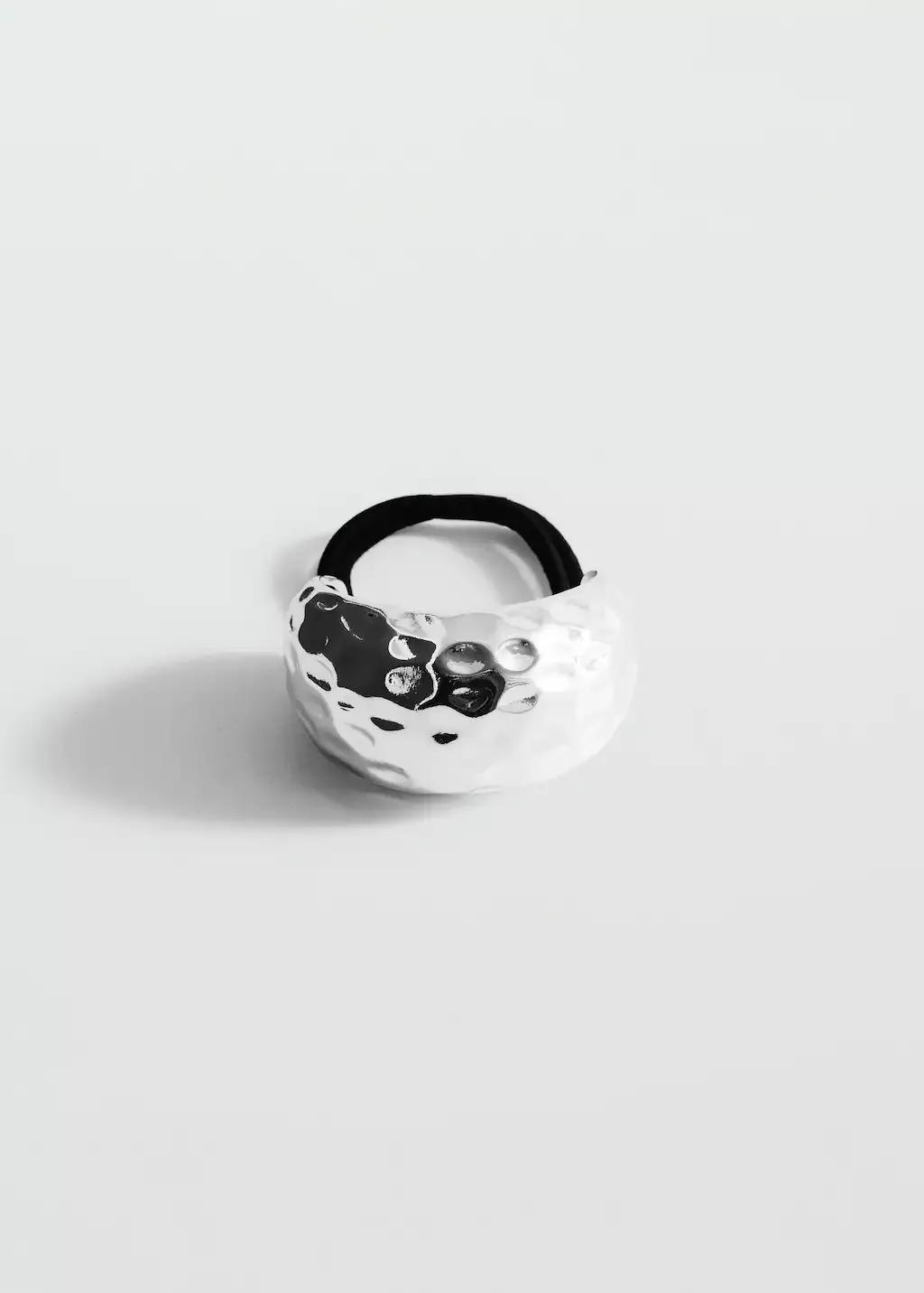 Silver Hair Bands With Metal Textured Piece, Silver, large image number 1