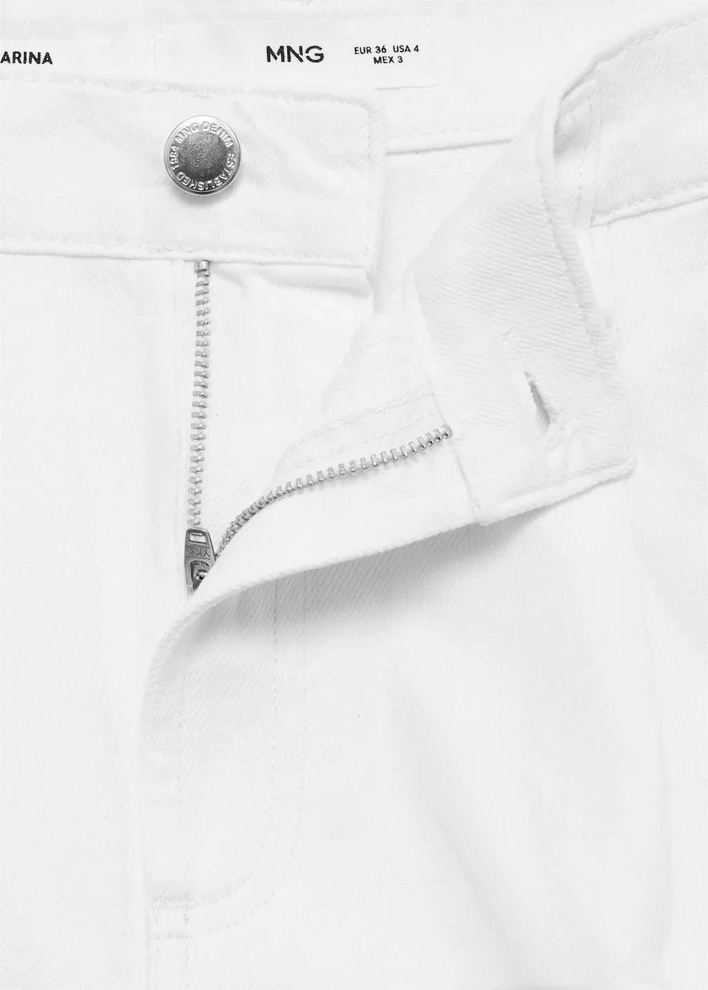 White Mid-Rise Denim Bermuda Shorts With Pleats, , large image number 4