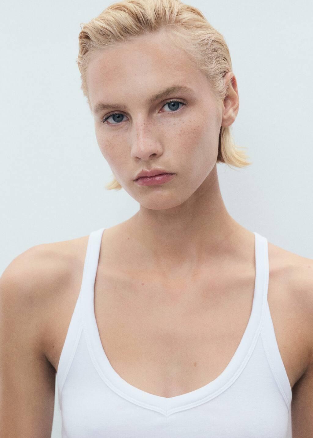 White Cotton Top With Straps, , large image number 1