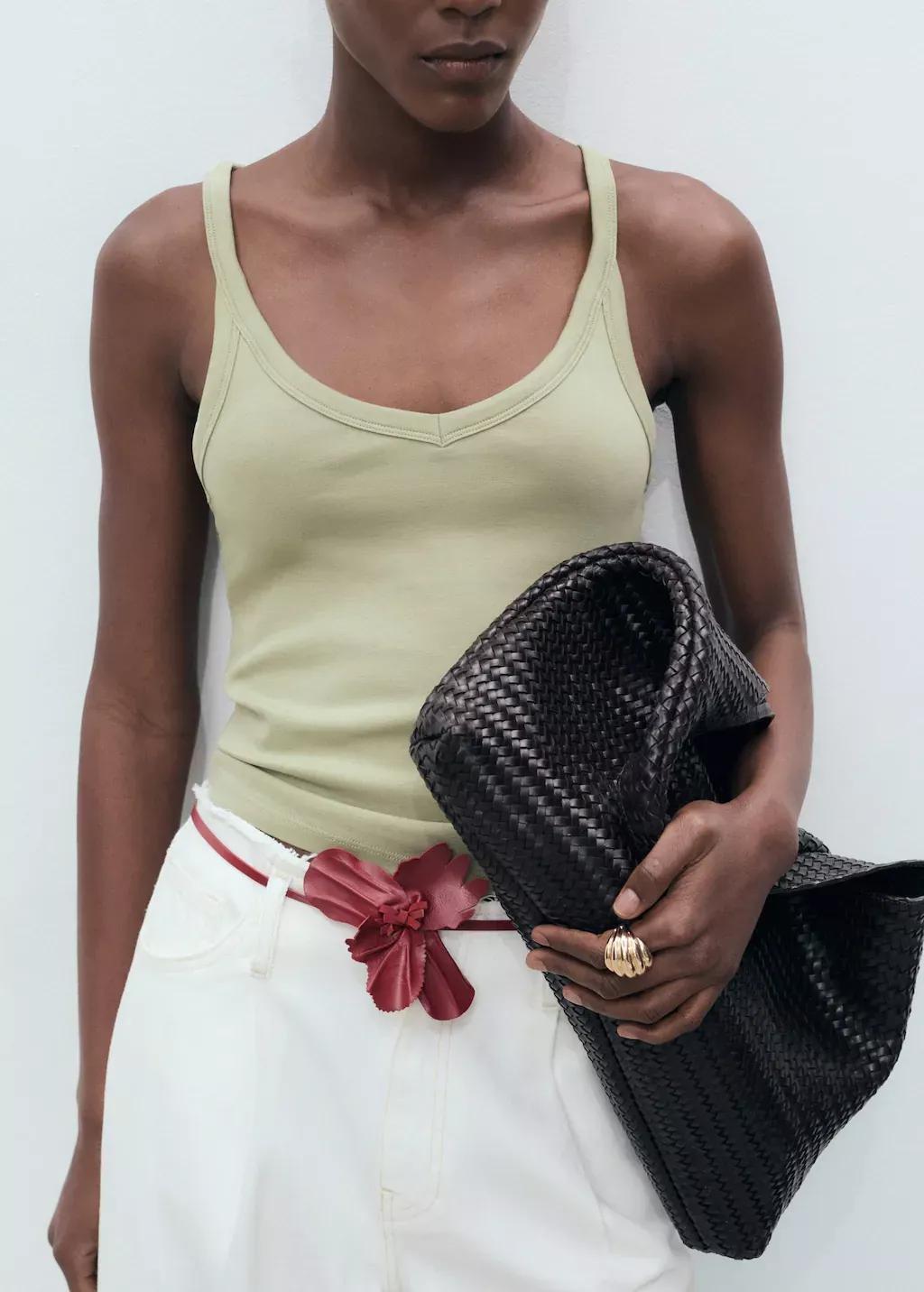 BEIGE - KHAKI Cotton top with straps, Beige - Khaki, large image number 0