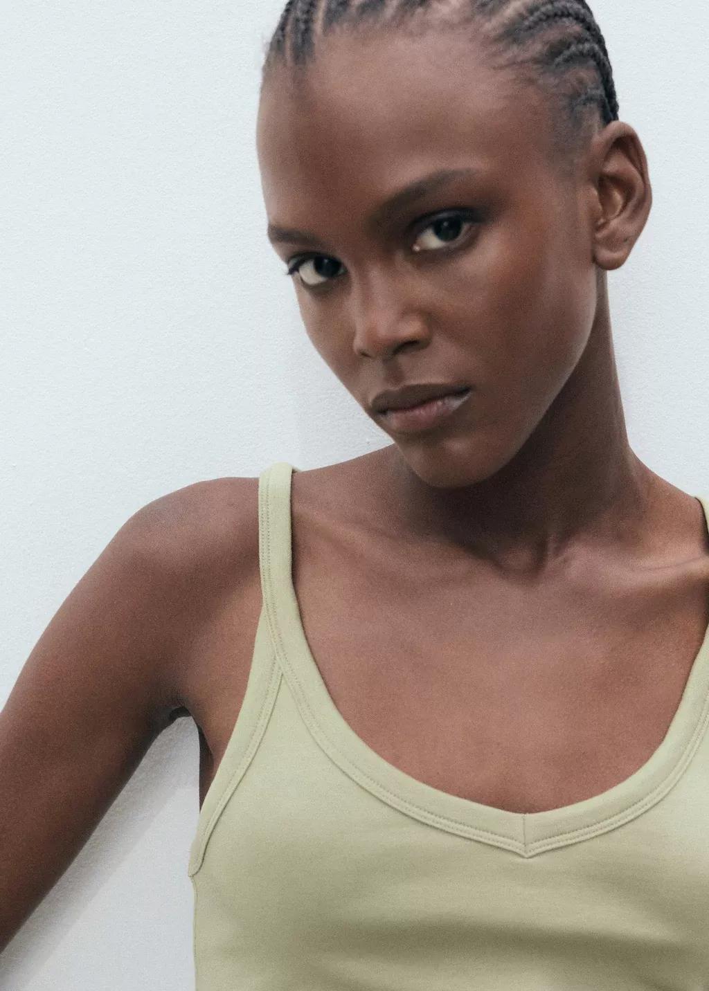 BEIGE - KHAKI Cotton top with straps, Beige - Khaki, large image number 1