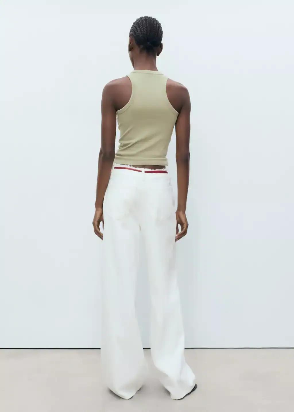 BEIGE - KHAKI Cotton top with straps, Beige - Khaki, large image number 5