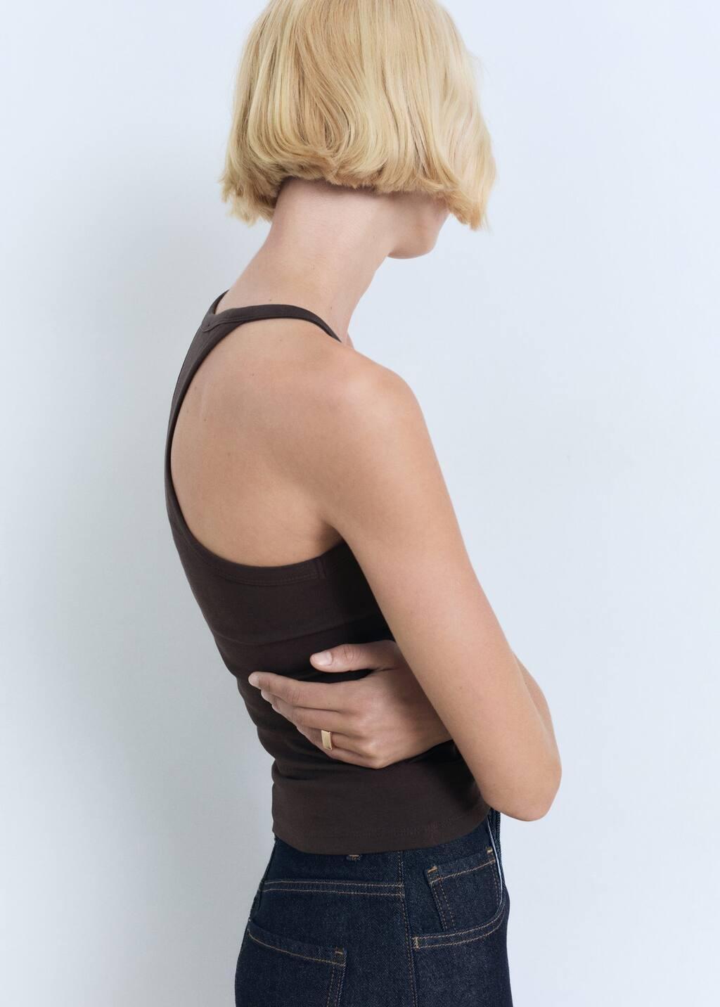 Brown Cotton Top With Straps, , large image number 2
