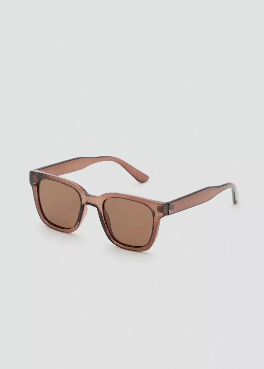 DARK BROWN Rectangular-frame sunglasses, Dark Brown, medium
