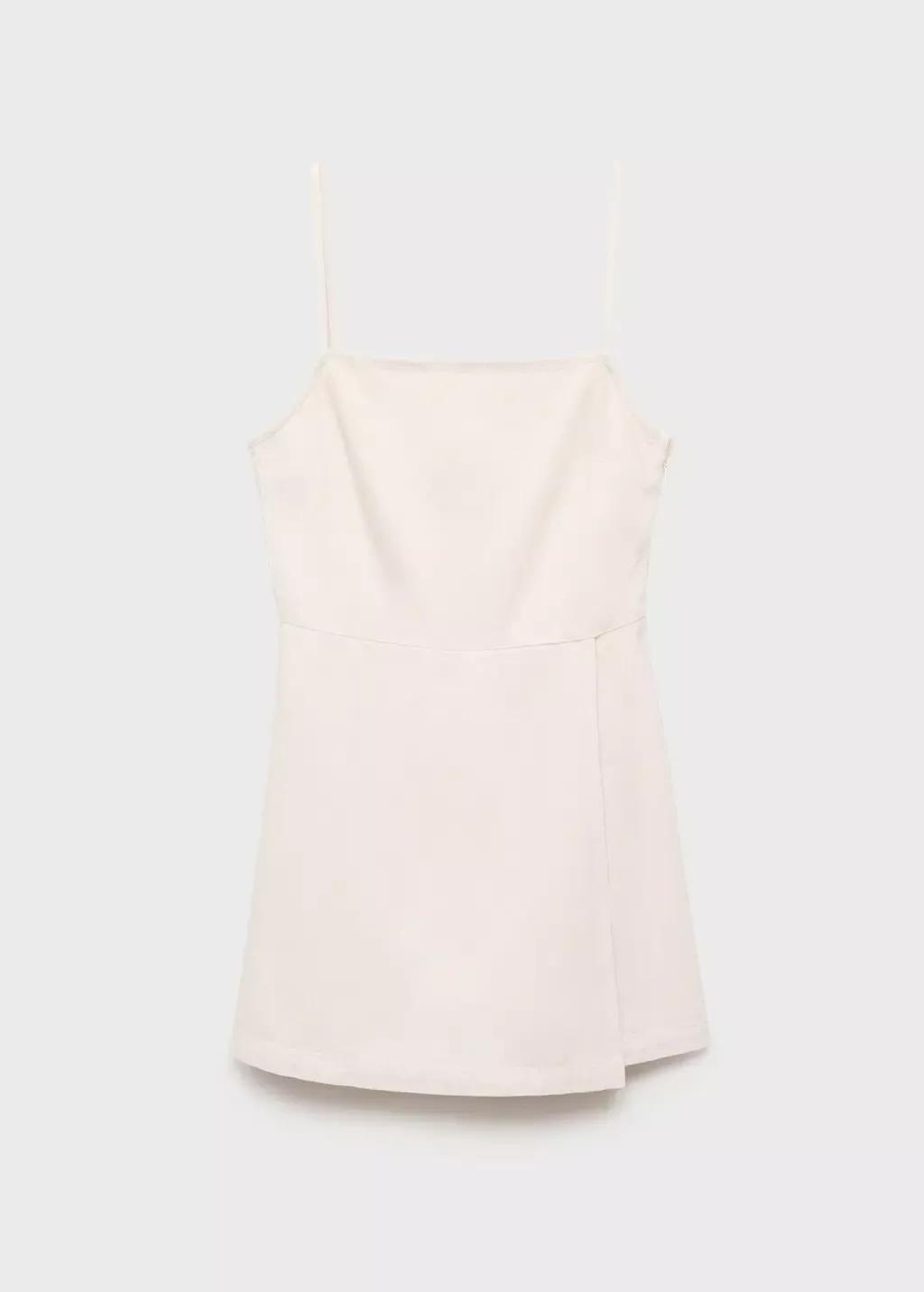 White Short Denim Pinafore, , large image number 3