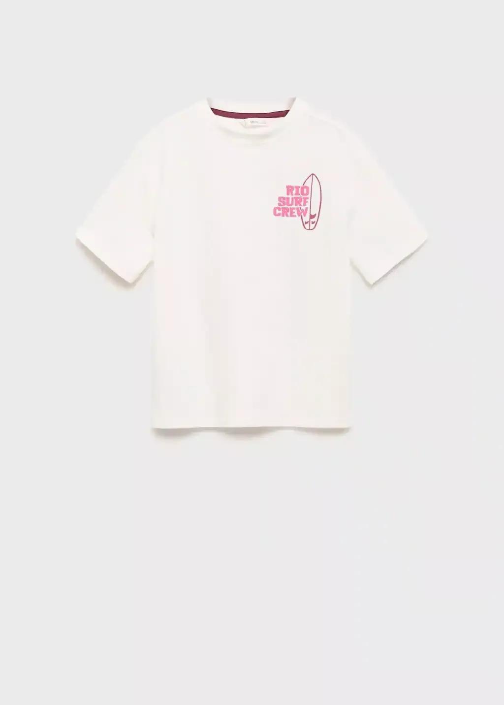 Cream Surf Printed T-Shirt, Kids Girls, , large image number 0