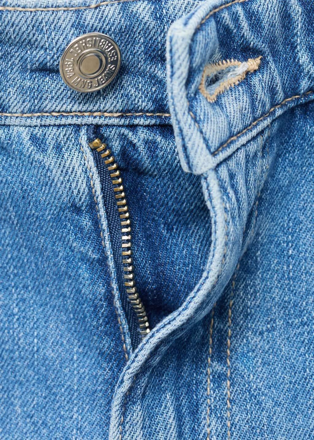 Blue High-Waisted Straight-Fit Denim Shorts, 0201_TM, large image number 2