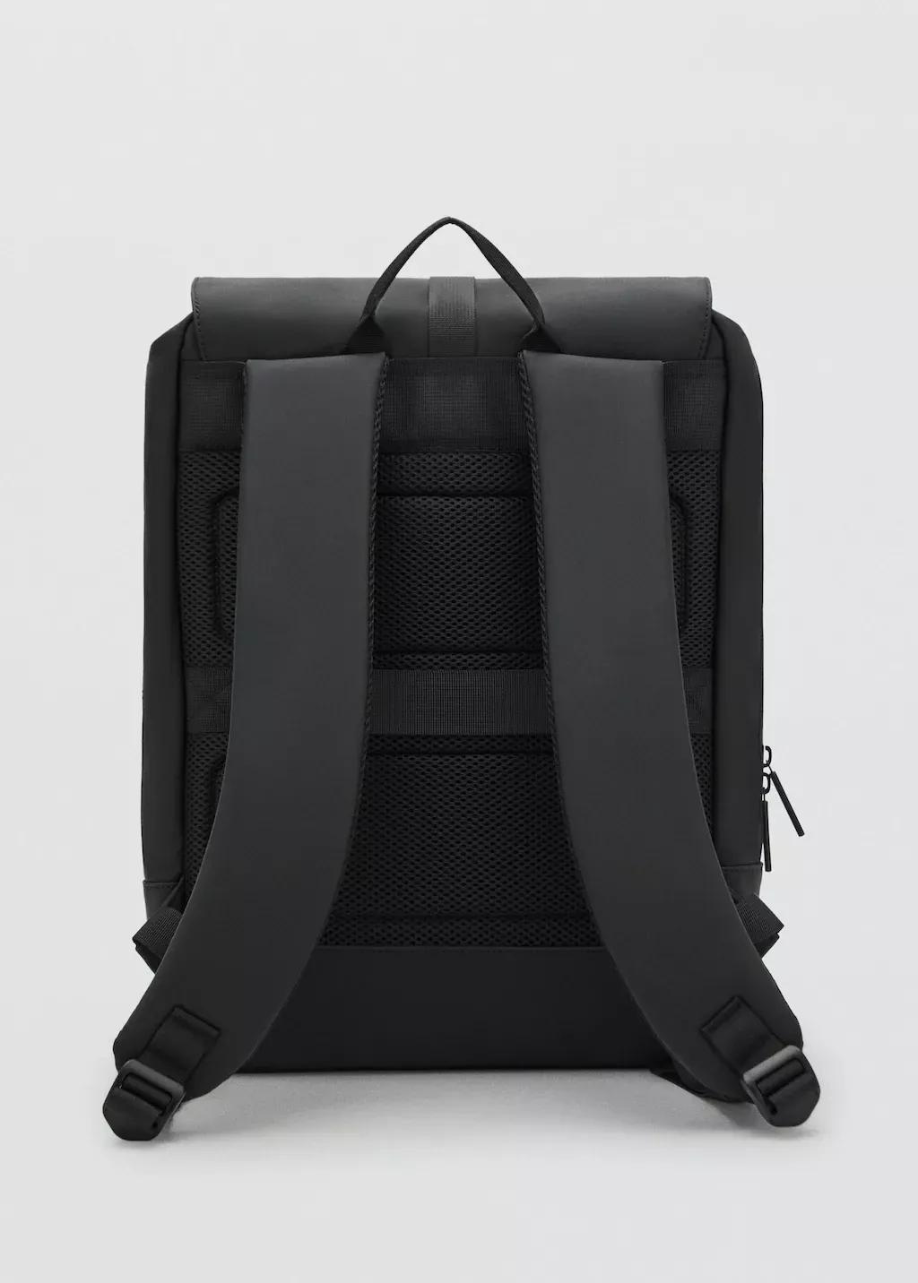 BLACK Rubberized backpack with flap closure, Black, large image number 1