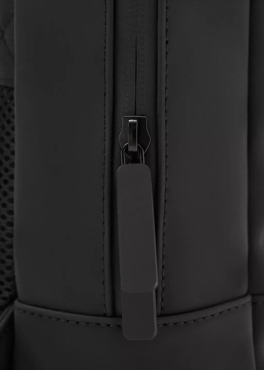 BLACK Rubberized backpack with flap closure, Black, large image number 2