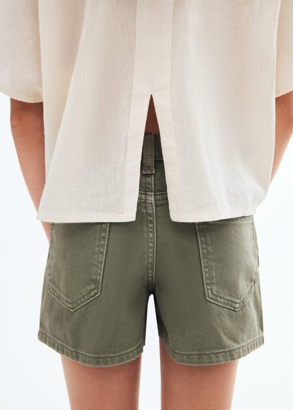 Khaki Shorts With Stitching Detail, Kids Girls, , large image number 1