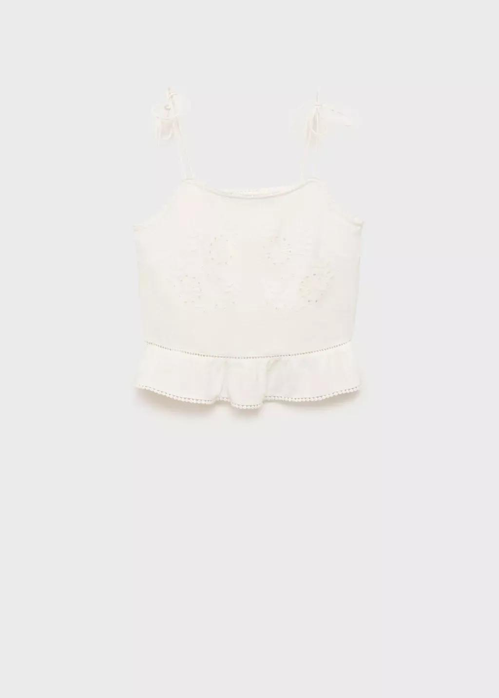 NATURAL WHITE Lace embroidered top, Natural White, large image number 3