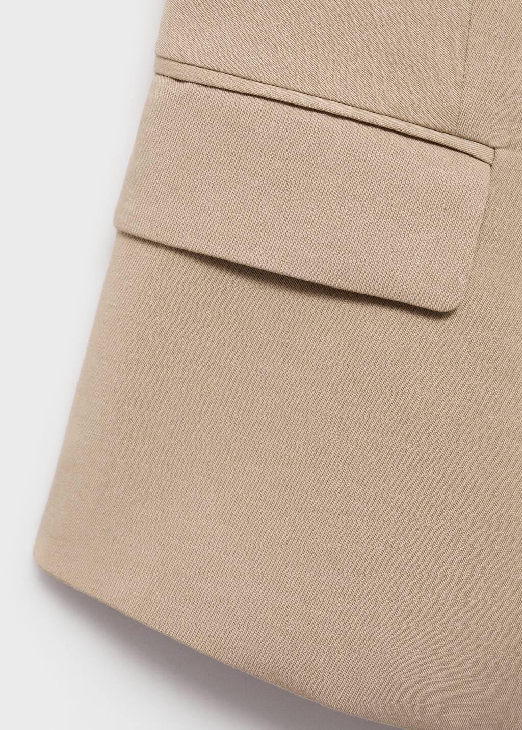 Beige Linen-Blend Suit Waistcoat, , large image number 4