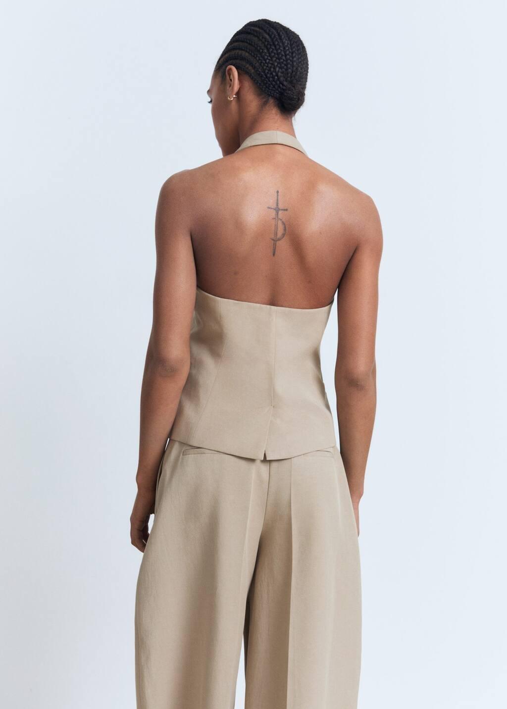 Beige Linen-Blend Suit Waistcoat, , large image number 6