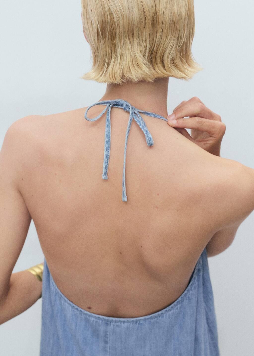 Blue Strappy Denim Dress, , large image number 2