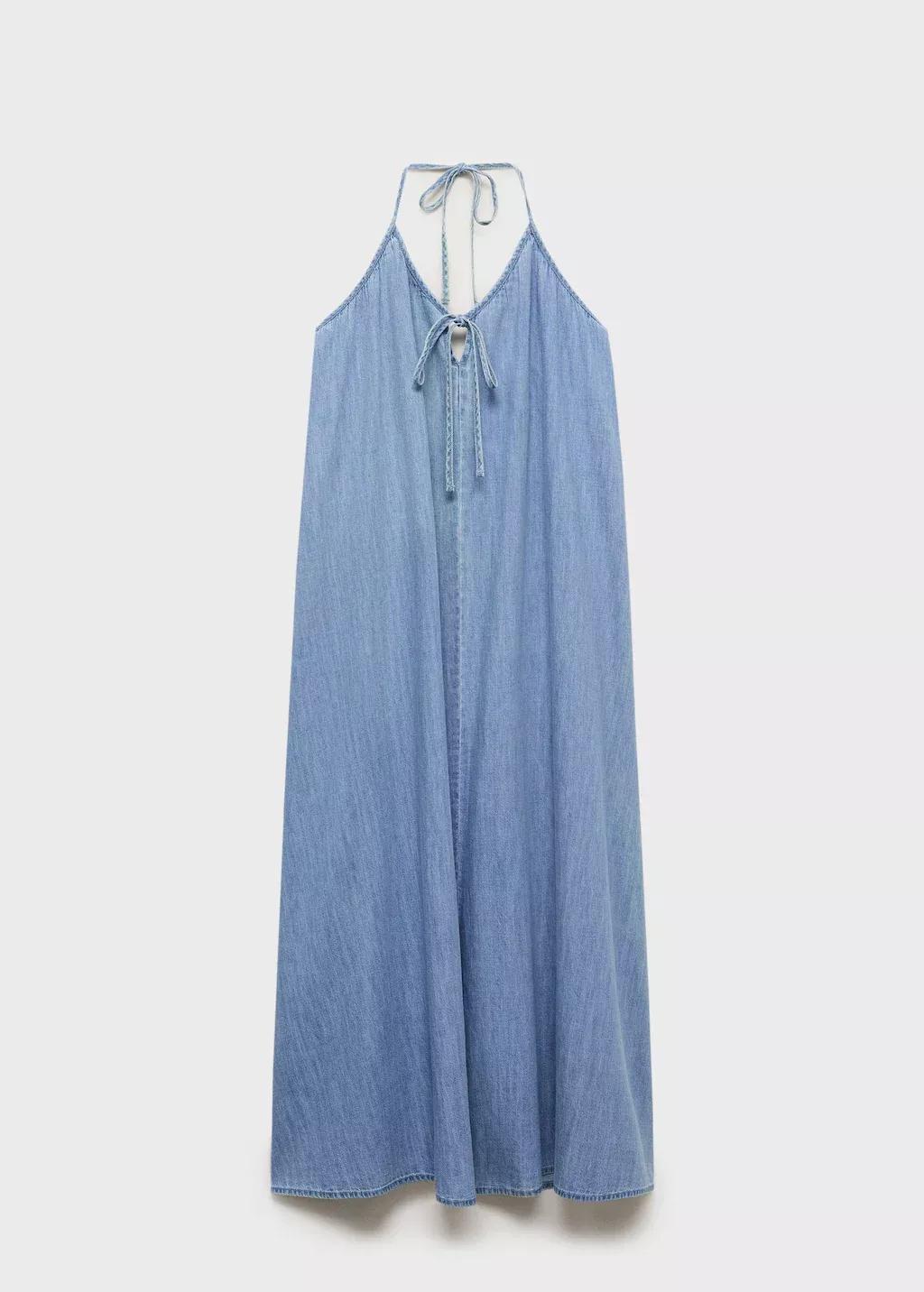 Blue Strappy Denim Dress, , large image number 4