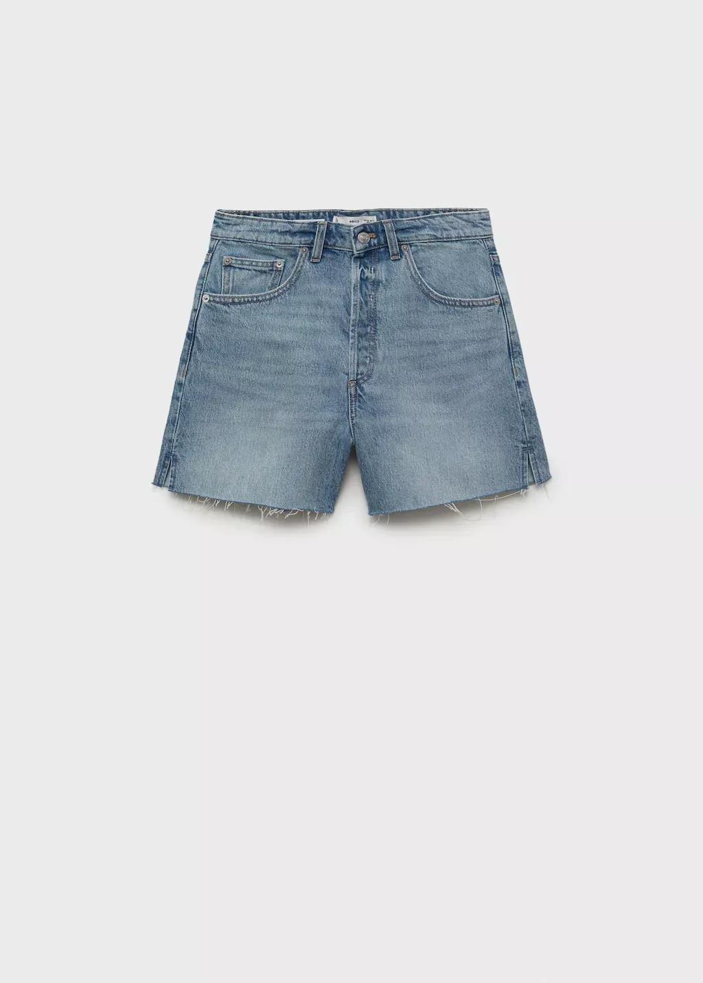 OPEN BLUE Denim shorts with frayed hem, , large image number 3