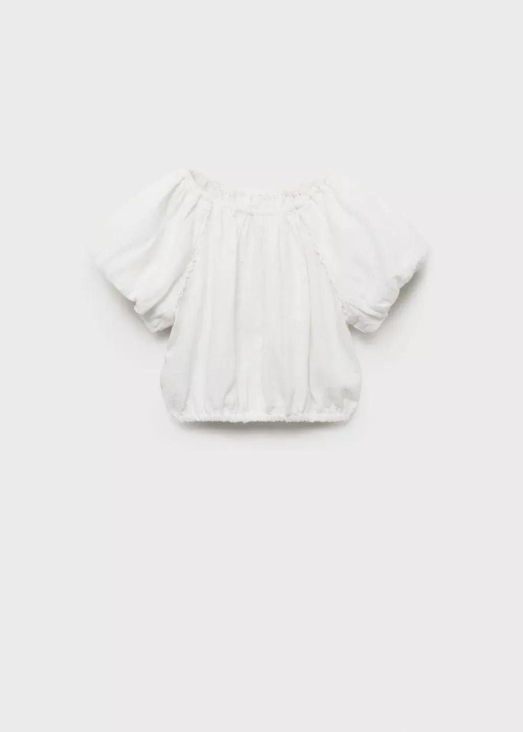 White Puff Sleeves Blouse, Kids Girls, , medium