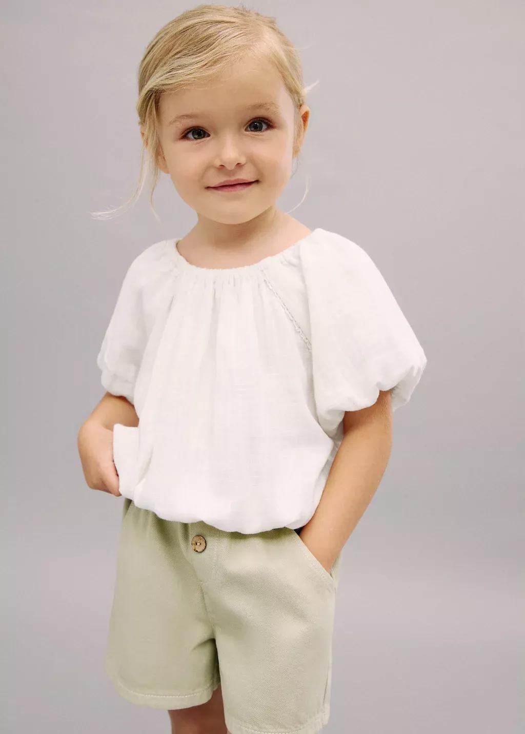 White Puff Sleeves Blouse, Kids Girls, , large image number 1