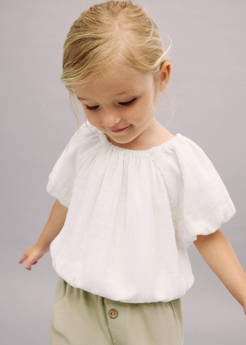 White Puff Sleeves Blouse, Kids Girls, , large image number 3