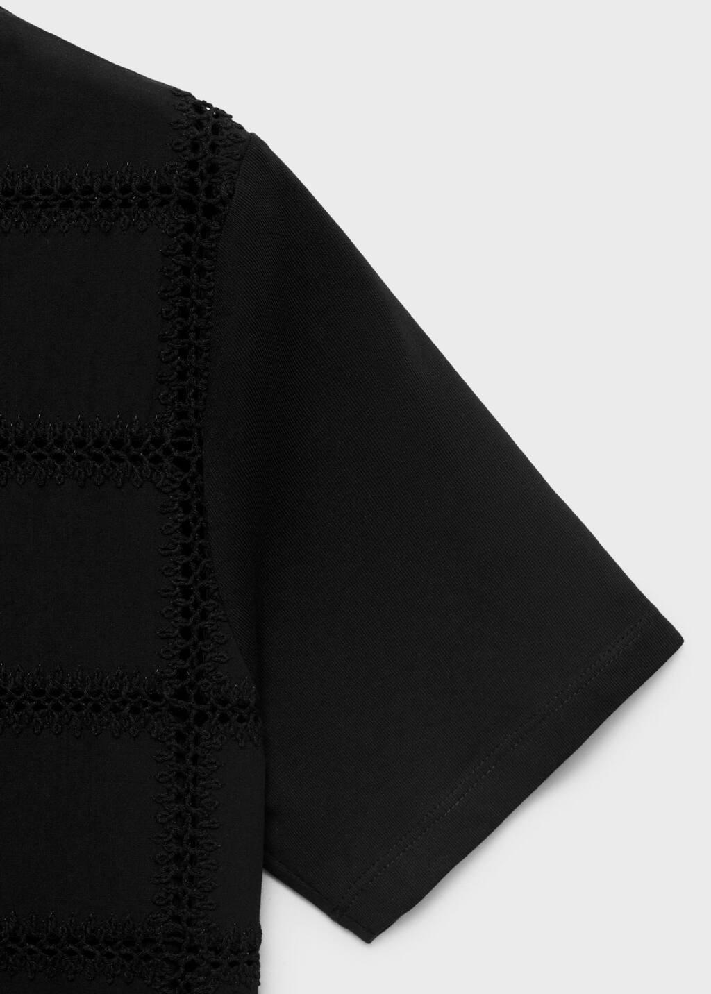 Black Embroidered Detail T-Shirt, , large image number 2